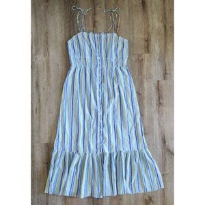 Aerie Breezy Striped Button Front Maxi Dress Womens Size XL